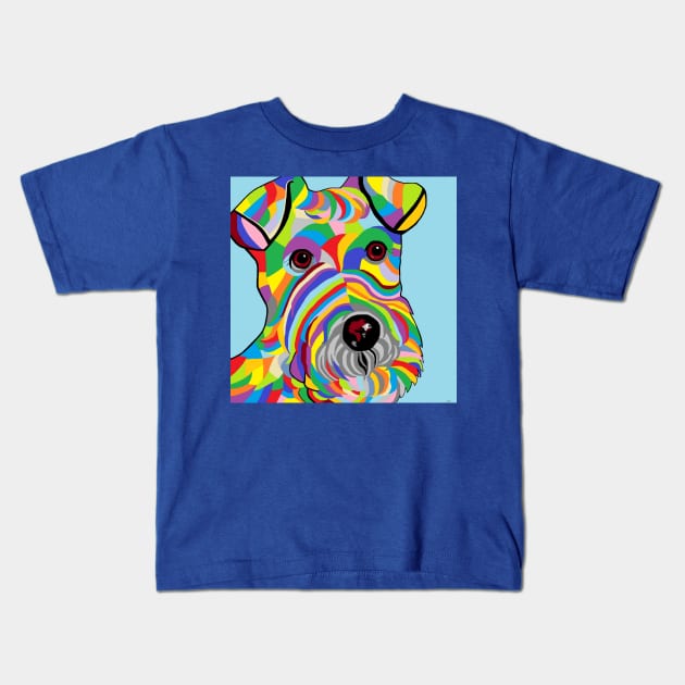 Colorful Wire Hair Fox Terrier Kids T-Shirt by EloiseART